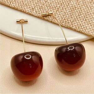 Anthropologie Elegant Cherry Threader Drop Earrings